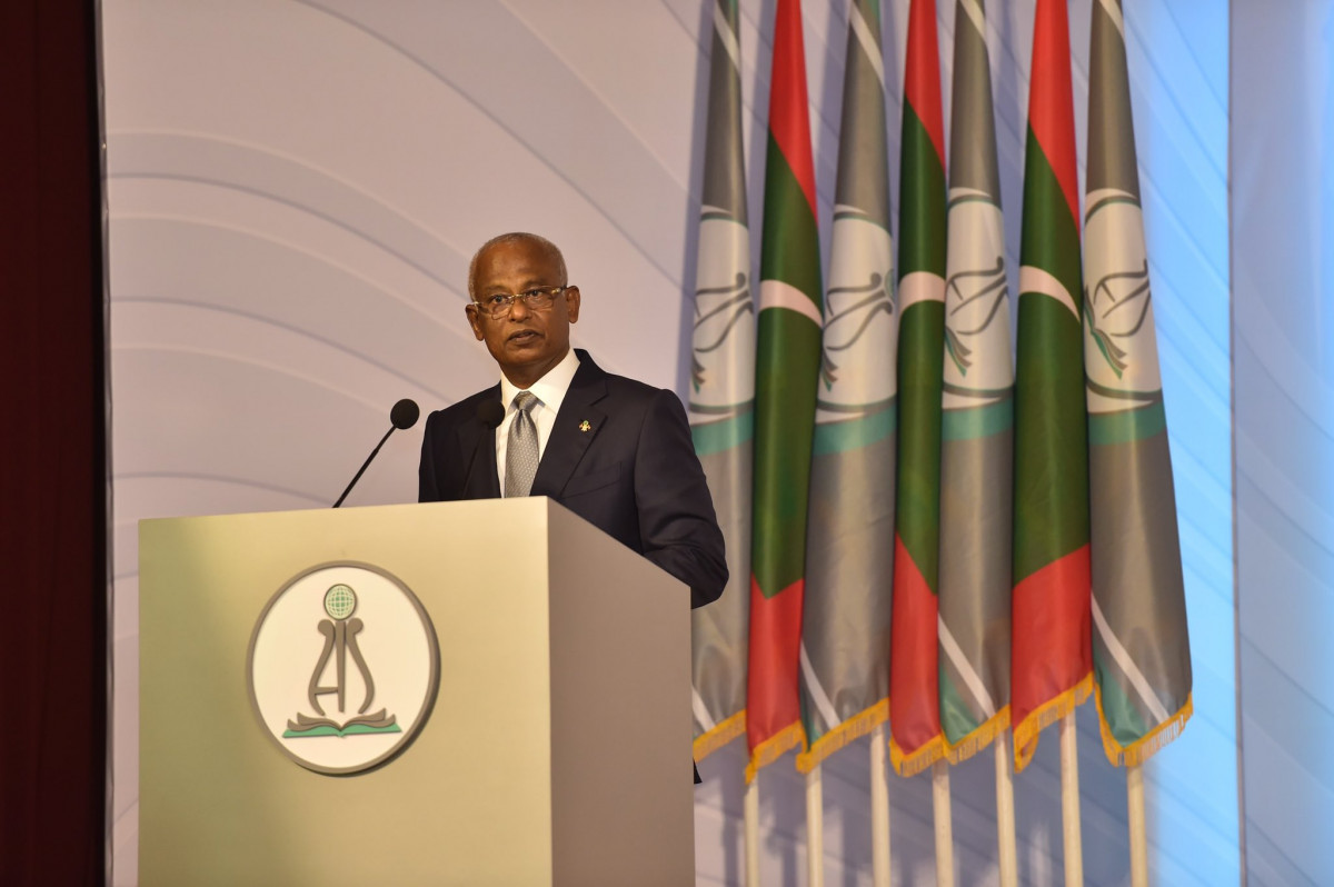 ރައީސުލްޖުމްހޫރިއްޔާ - އަހުމަދިއްޔާ ސްކޫލުގެ އަހަރީ ދުވަހުގެ ޖަލްސާގައި ވާހަކަފުޅުދައްކަވަނީ