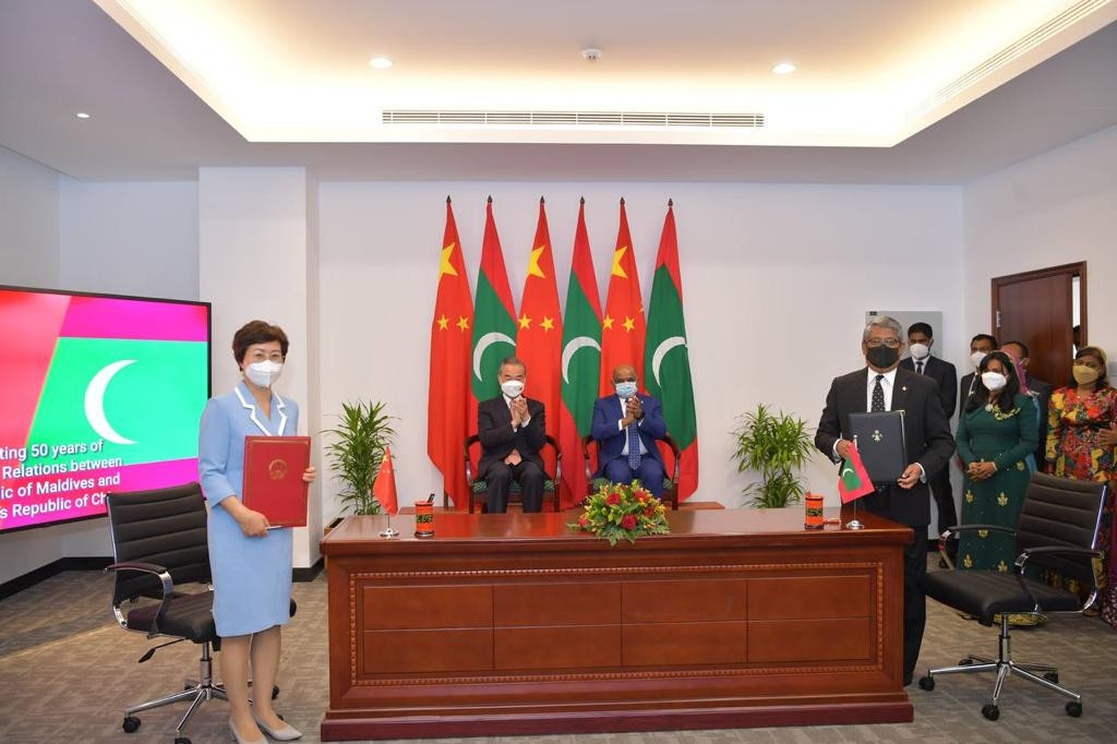 Five key agreements were signed during China Foreign Minister Wang Yi's visit to Maldives