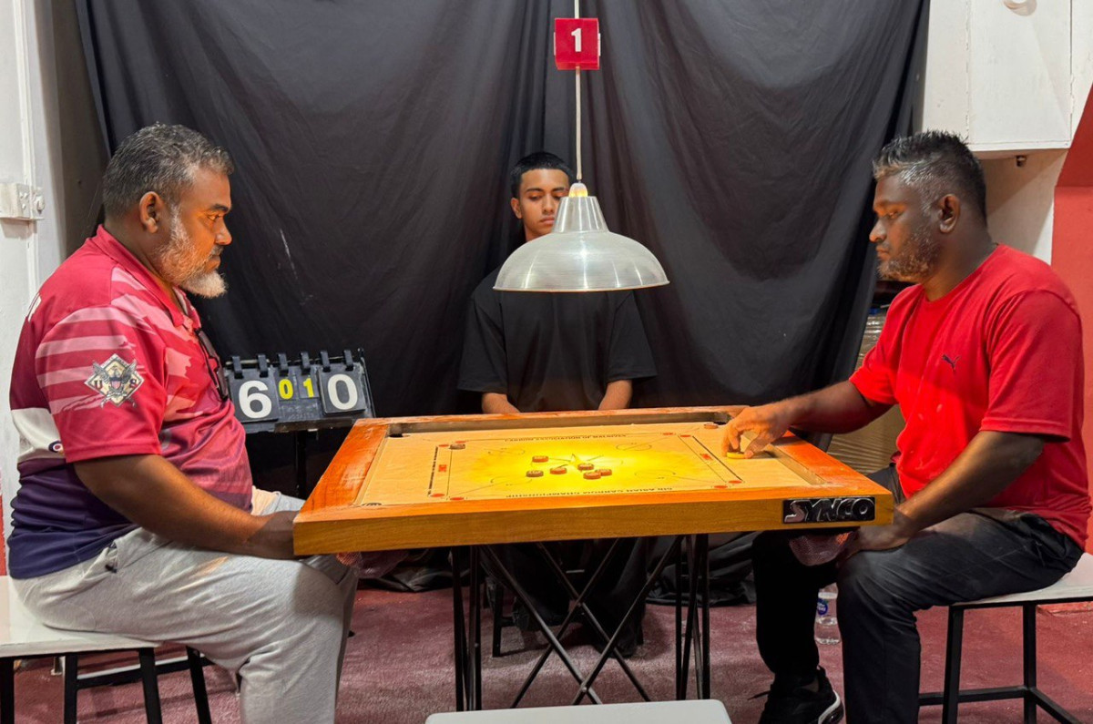 As part of the singles' final of the Carrom Veterans Championship