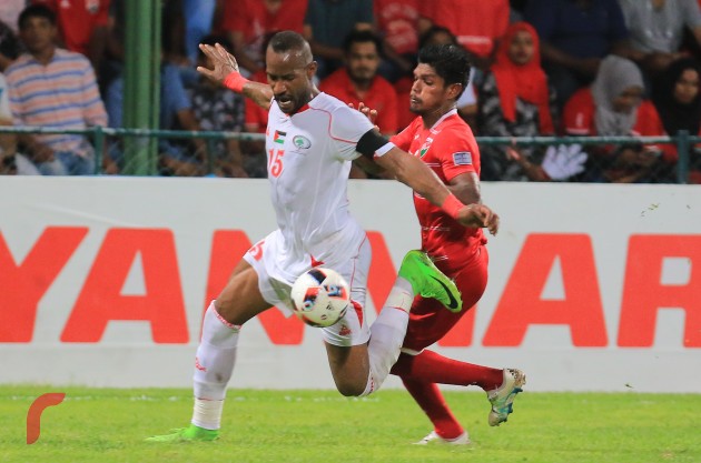 އޭޝިއަން ކަޕް ކޮލިފައިން ގައި ރާއްޖެ އަދި ފަލަސްތީނު ބައްދަލު ކުރި މެޗްގެ ތެރެއިން. މި މެޗް 3-0 ލަނޑުން ކާމިޔާބުކޮށްފައި ވަނީ ފަލަސްތީނު