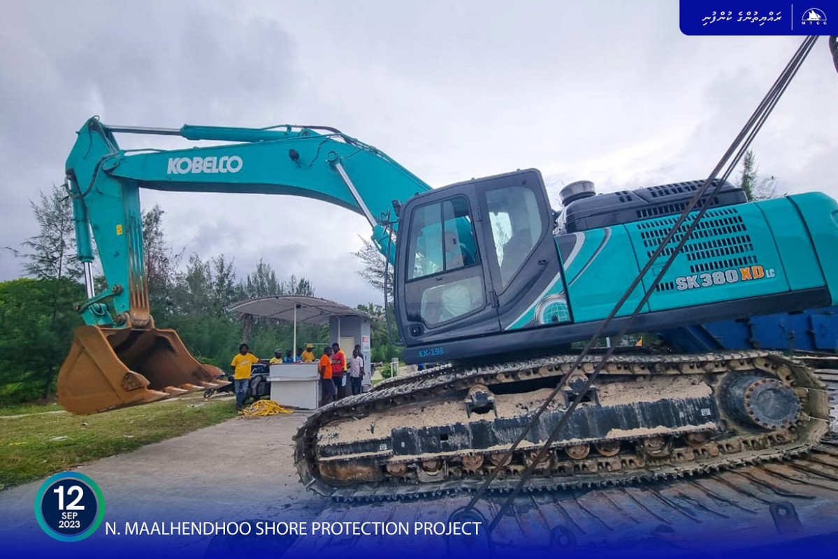 N. Maalhendhoo shore protection and jetty construction project site mobilized