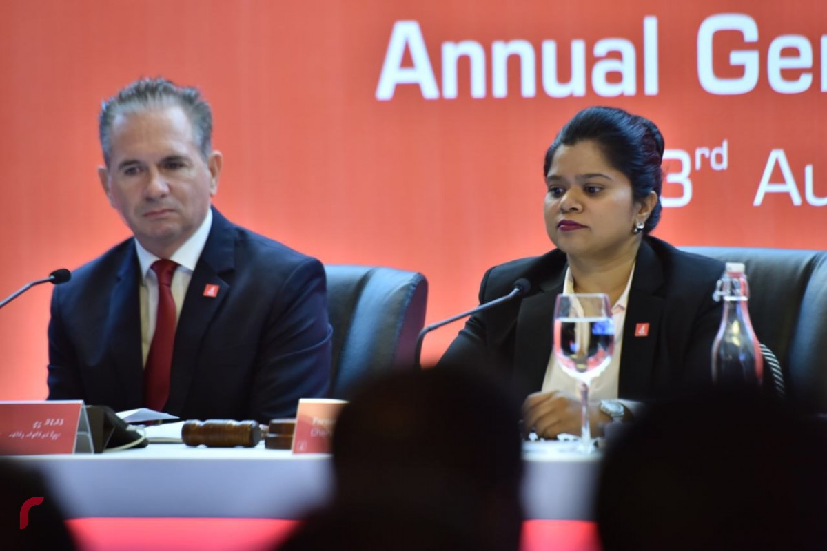 އޯގަސްޓް 23، 2017: ޗެއާޕާސަން ފަރީހާ ޝަރީފް ރިޔާސަތު ބެލެހެއްޓެވި މިރޭގެ އާންމު ޖަލްސާގައި 41 ހިއްސާދާރަކު ވަނީ ބައިވެރިވެ ވަޑައިގަންފައެވެ