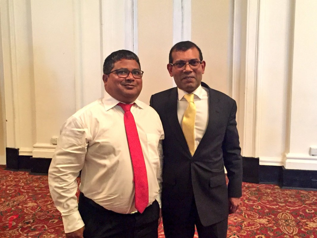 ކޮލަމްބޯ: 22 ޖެނުއަރީ 2018: ކުރީގެ ރައީސް މުހައްމަދު ނަޝީދާއި ޖުމްހޫރީ ޕާޓީގެ ޑެޕިއުޓީ ލީޑަރު ޑރ. ހުސައިން ރަޝީދު ހަސަން 