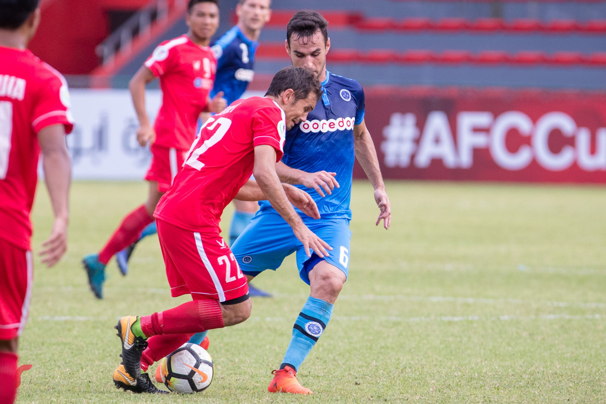 މާރޗް 15، 2018: އޭއެފްސީ ކަޕްގައި ނިއުރޭޑިއަންޓް އާއި އައިޒަވާލް ބައްދަލުކުރި މެޗްގެ ތެރެއިން، މި މެޗް 3-1 އިން ނިއުރޭޑިއަންޓް ކާމިޔާބުކޮށްފައިވާއިރު މި މެޗްގައި އަޝްފާގް ވަނީ ހެޓްރިކް ހަދާފައި-- ފޮޓޯ: މުހައްމަދު ޝަރުހާން