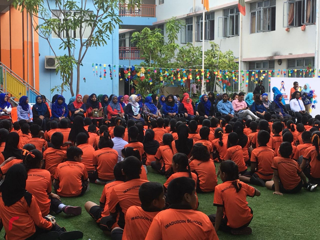 Students of Imaaduddin School at an assembly