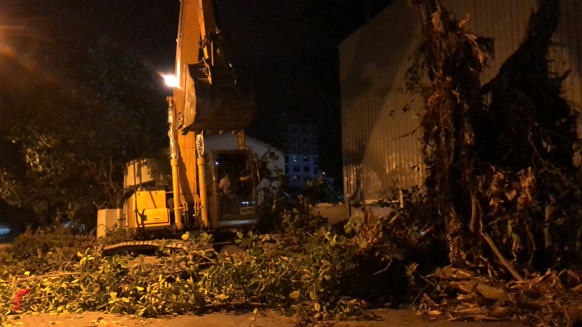 އޭޕްރިލް 10، 2018: ބްރިޖްގެ މަސައްކަތް ނިމެން ކައިރިވެފައިވާއިރު ބްރިޖްއަށް ދެވޭ މަގުތައް ތަރައްގީ ކުރުމުގެ ގޮތުން މޫންލައިޓް ހިނގުމުގައި ހުރި ބޮޑު ނިކަގަސް ކަނޑާލަނީ