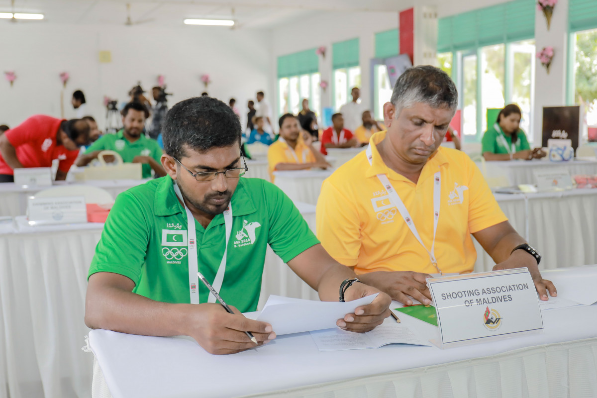 އޭޕްރިލް 21، 2018: ބ. ގޮއިދޫގައި ކުރިއަށްގެންދިޔަ މޯލްޑިވްސް އޮލިމްޕިކް ކޮމިޓީގެ އަހަރީ އާންމު ޖަލްސާގެ ތެރެއިން -- ފޮޓޯ: އިމޭޖަސް އެމްވީ