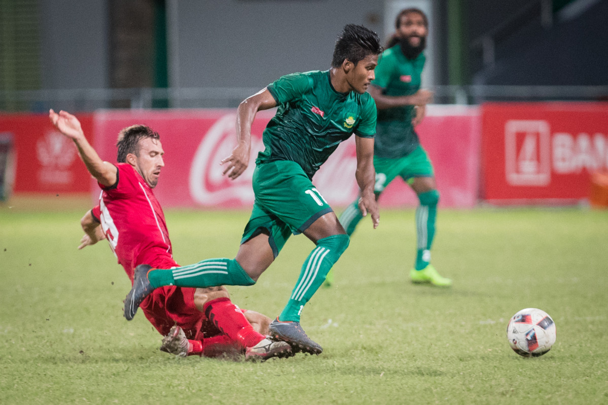 އެސްޓީއޯ މާލޭ ލީގުގައި މާޒިޔާ ސްޕޯޓްސް އެންޑް ރެކްރިއޭޝަން ކްލަބްއާއި ޓީސީ ސްޕޯޓްސް ކްލަބް ބައްދަލު ކުރި މެޗްގެތެރެއިން -- ފޮޓޯ: އިމޭޖަސް އެމްވީ