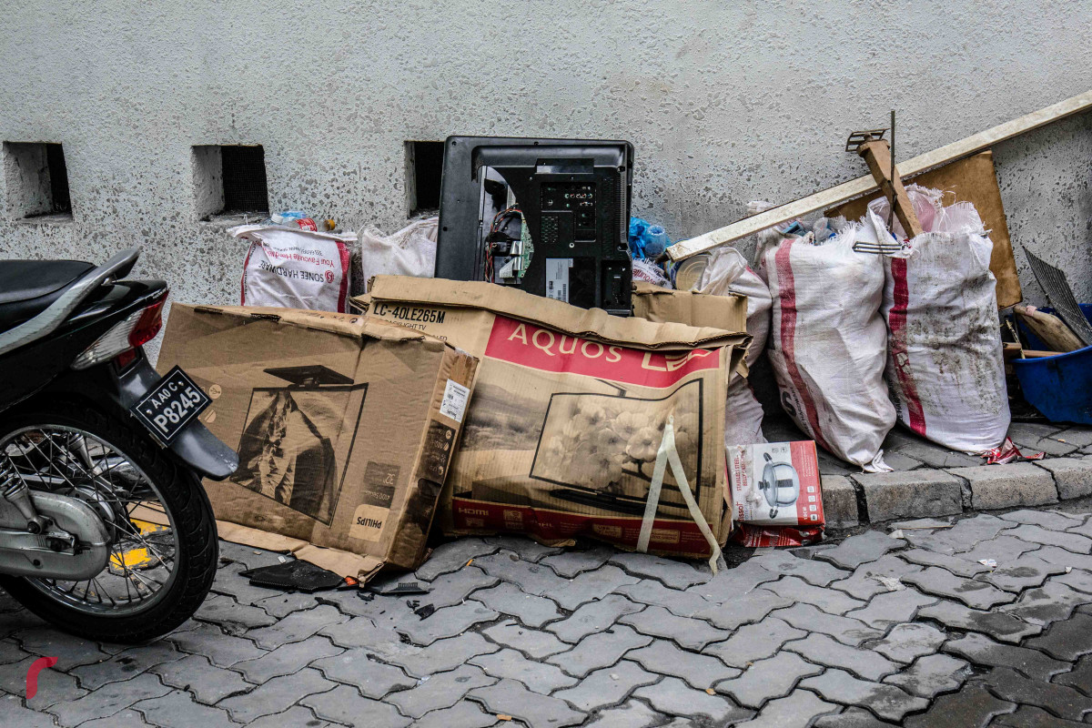 Waste collected on the side of the road
