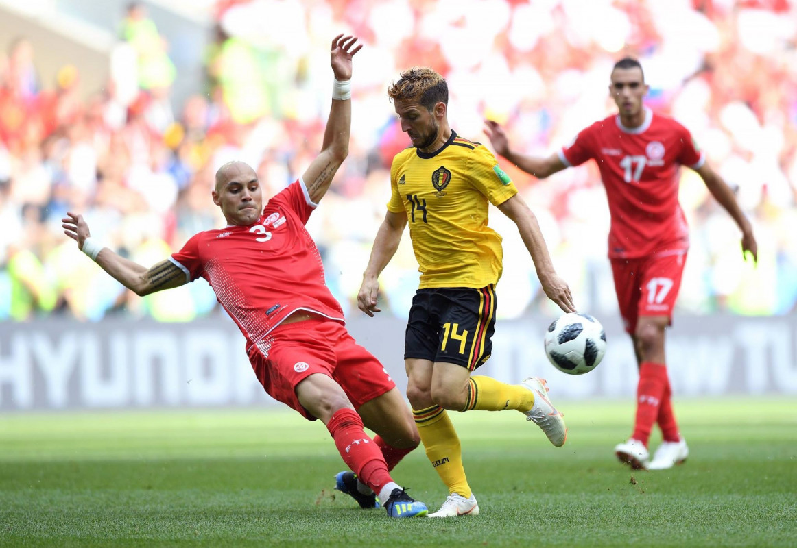 ގްރޫޕް ޖީގެ މެޗުގައި ބެލްޖިއަމް އަދި ޓިއުނީޝިއާ ކުޅުނު މެޗުގެ ތެރެއިން ބެލްޖިއަމްގެ ޑްރައިސް މާޓެންސް އަތުން ބޯޅަ ހޯދުމަށް ޓިއުނީޝިއާގެ ކުޅުންތެރިޔަކު މަސައްކަތްކުރަނީއެވެ. މި މެޗު 5-2 ގެ ތަފާތު ބޮޑު ނަތީޖާއަކުން ކާމިޔާބުކުރީ ބެލްޖިއަމްއެވެ. ވާރލްޑް ކަޕްގެ ގްރޫޕް ފިޔަވަހީގައި ބެލްޖިއަމް އެންމެ ފަހުން ކުޅުނު 11 މެޗުން ވެސް އެޓީމު ބަލިވެފައެއް ނުވެއެވެ.