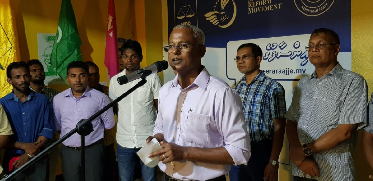 އޯގަސްޓް 19 2018: ހެންވޭރު ޖަގަހަ ހުޅުވައިދެއްވުމަށް ފަހު އިބްރާހިމް މުހައްމަދު ސޯލިހް ވާހަކަ ދައްކަވަނީ ފޮޓޯ:- މުހައްމަދު ޝަރުހާން/ ރާއްޖެ އެމްވީ