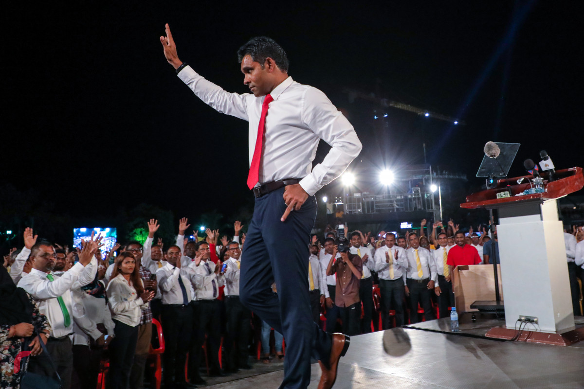 ސެޕްޓެމްބަރު 8، 2018: އިންސާފުގެ މަގަށް ޖަލްސާއިން ފެނިގެން ދިޔަ މަންޒަރުން ރިޔާސީ އިންތިޚާބުގެ "ނަތީޖާ ލިބިއްޖެ" ކަމަށާއި "ރައްޔިތުން ބޭނުންވާ ގޮތް އެނގިއްޖެ" ކަމަށް ފައިސަލް ވަނީ ވިދާޅުވެފައި -- ފޮޓޯ: މުހައްމަދު ޝަރުހާން/ ރާއްޖެ އެމްވީ