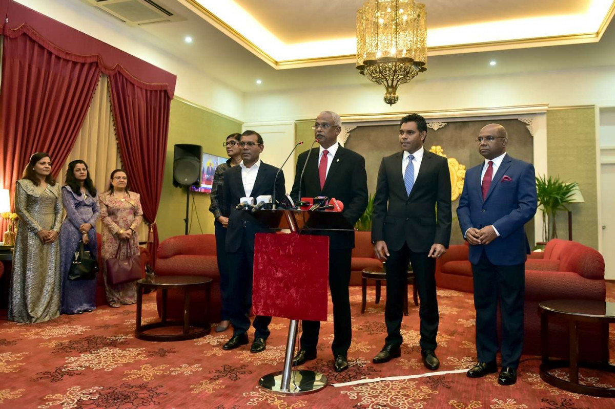 ޑިސެމްބަރު 16، 2018: އިންޑިއާއަށް ފުރާވަޑައިގެންނެވުމުގެ ކުރިން ރައީސް އިބްރާޙިމް މުހައްމަދު ސޯލިހް، މީޑިއާއަށް ބަޔާން ދެއްވަނީ-- ފޮޓޯ: ރައީސް އޮފީސް