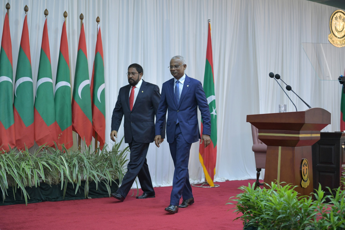 ފެބްރުއަރީ 7، 2019: ރައީސް ސޯލިހްގެ ފުރަތަމަ ރިޔާސީ ބަޔާން ހުށަހެޅުއްވުން ދަރުބާރުގޭގައި ބޭއްވި ރައްޔިތުންގެ މަޖިލީހުގެ ޖަލްސާގެ ތެރެއިން