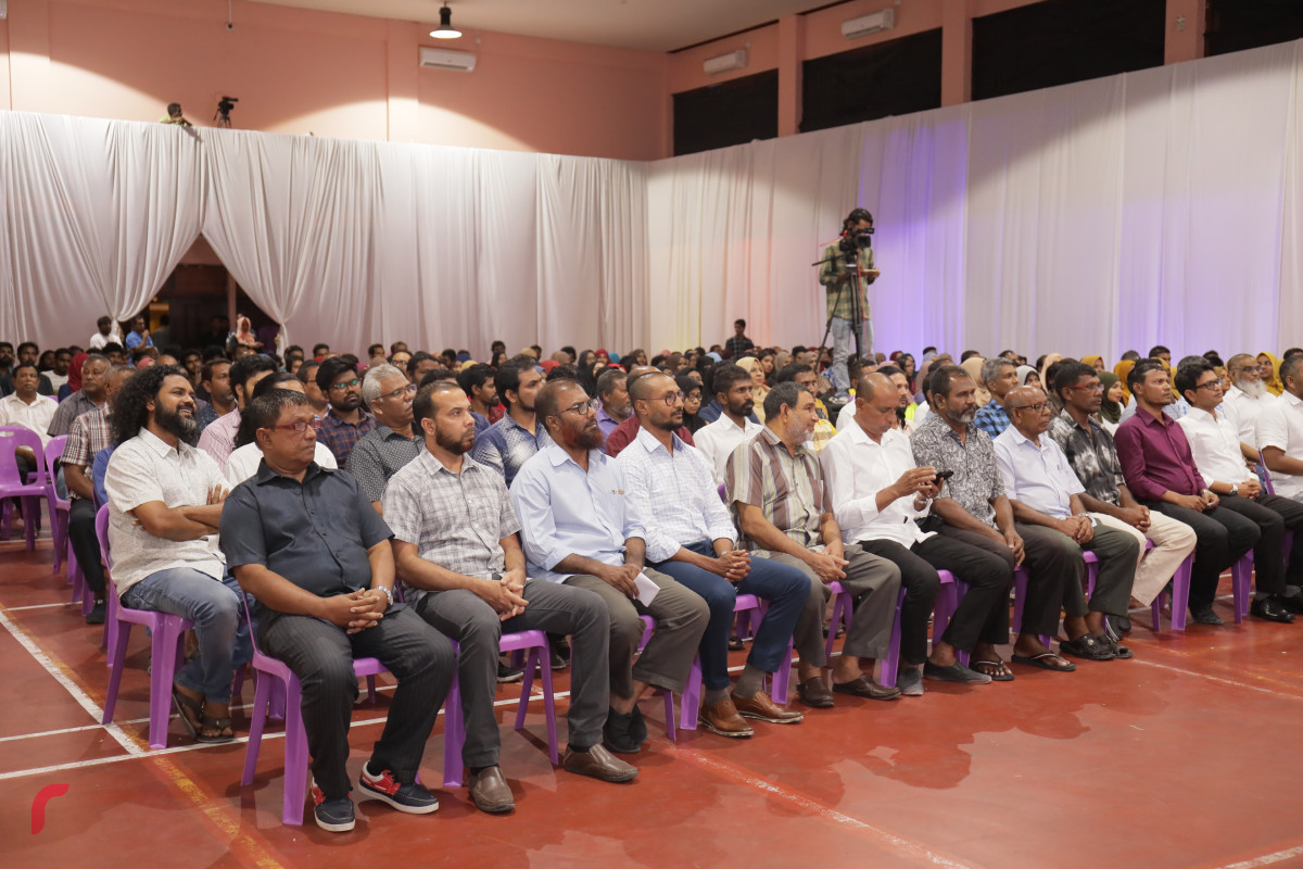 09 މާރިޗް 2019 --ހއ.ހޯރަފުށީ ދާއިރާއަށް ވާދަކުރައްވާ އެމްޑީޕީ ކެންޑިޑޭޓް އަހްމަދު ސަލީމްގެ ކެމްޕެއިން ޖަލްސާގެ ތެރެއިން.-- ފޮޓޯ: ރާއްޖެ.އެމްވީ