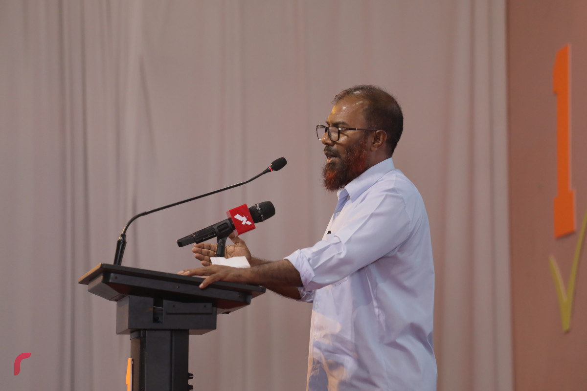 09 މާރިޗް 2019 --ހއ.ހޯރަފުށީ ދާއިރާއަށް ވާދަކުރައްވާ އެމްޑީޕީ ކެންޑިޑޭޓް އަހްމަދު ސަލީމްގެ ކެމްޕެއިން ޖަލްސާގެ ތެރެއިން.-- ފޮޓޯ: ރާއްޖެ.އެމްވީ