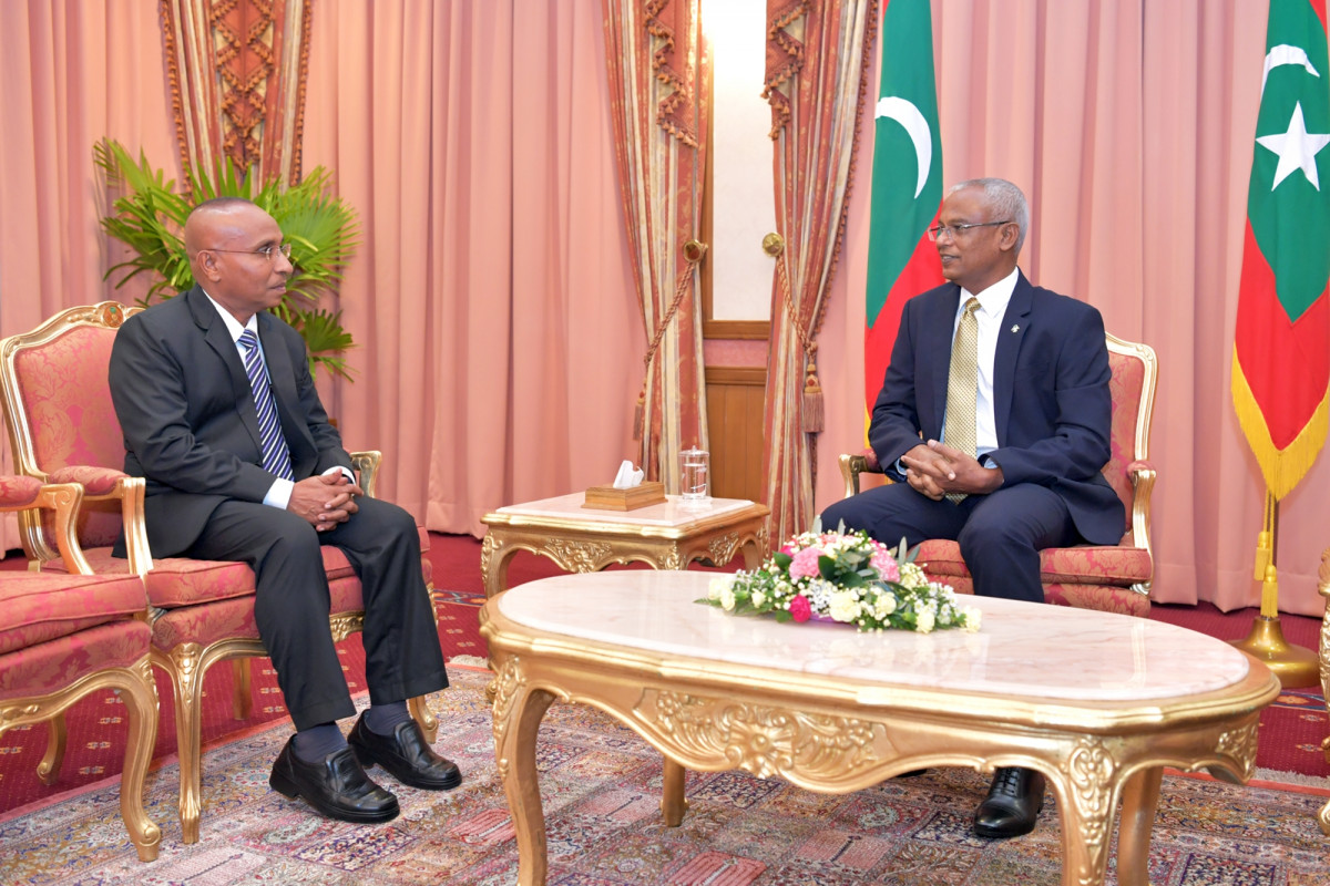 13 މާރިޗް 2019 -- ރައީސުލް ޖުމްހޫރިއްޔާ އިސްމާއިލް ހަބީބު އާއި ބައްދަލް ކުރައްވަނީ -- ފޮޓޯ: ރައީސް އޮފީސް