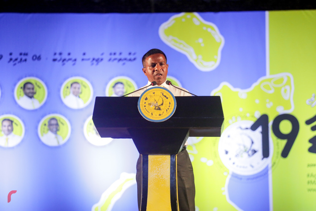 31 މާރިޗް 2019 --ދިއްދޫގައި ބޭއްވި އެޖެންޑާ 19 ޖަލްސާ ގެ ތެރެއިން، ބާރަށު ދާއިރާގެ ކެންޑިޑޭޓް ވާހަކަ ދައްކަވަނީ-- ފޮޓޯ: ރާއްޖެ.އެމްވީ