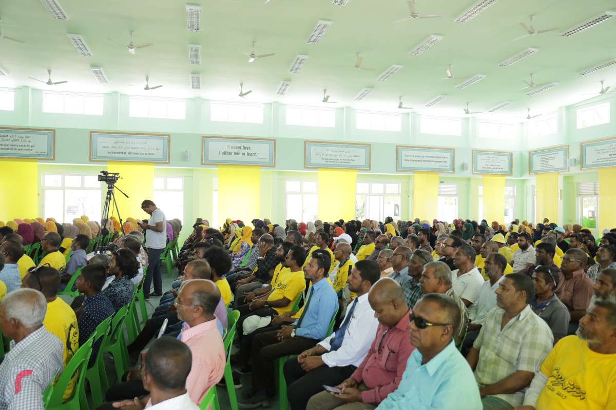 31 މާރިޗް 2019 -- ރައީސުލް ޖުމްހޫރިއްޔާ ހޯރަފުއްޓަށް ވަޑައިގަތުން، ހޯރަފުށީގައި ބޭއްވި ޖަލްސާގެ ތެރެއިން- ފޮޓޯ: ރާއްޖެ.އެމްވީ