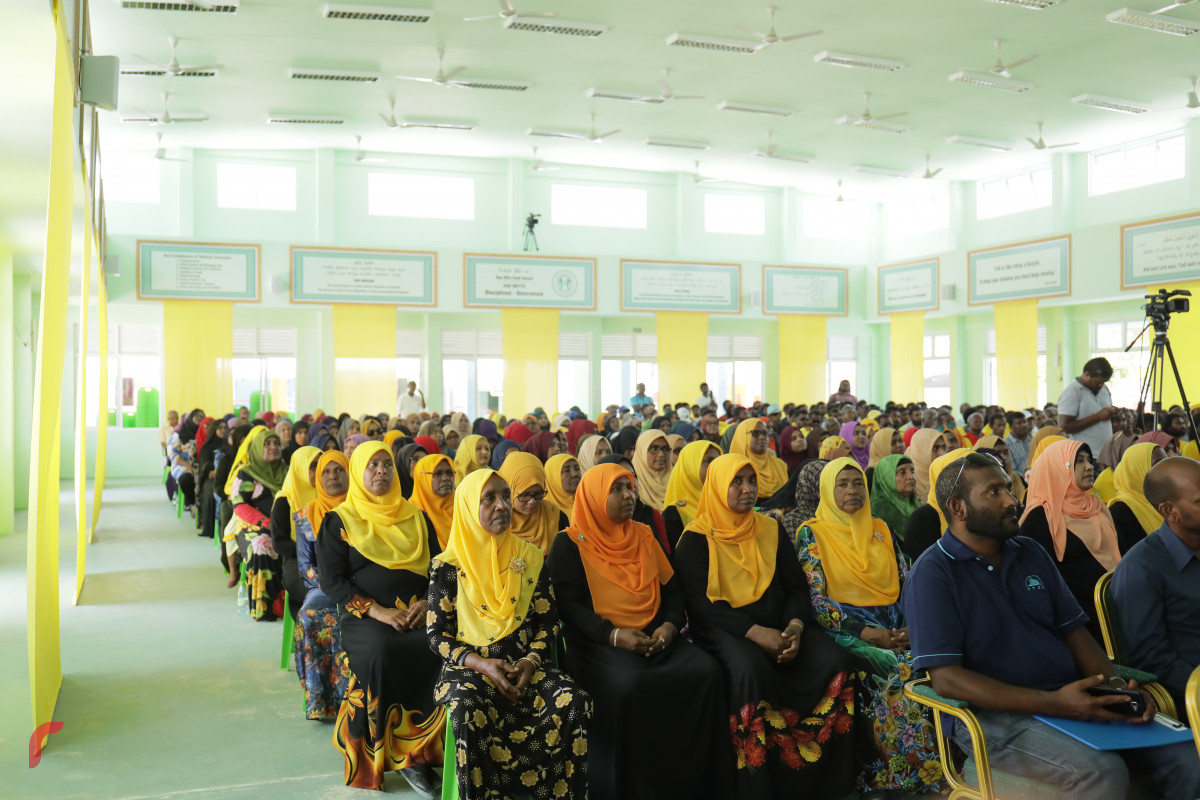 31 މާރިޗް 2019 -- ރައީސުލް ޖުމްހޫރިއްޔާ ހޯރަފުއްޓަށް ވަޑައިގަތުން، ހޯރަފުށީގައި ބޭއްވި ޖަލްސާގެ ތެރެއިން- ފޮޓޯ: ރާއްޖެ.އެމްވީ