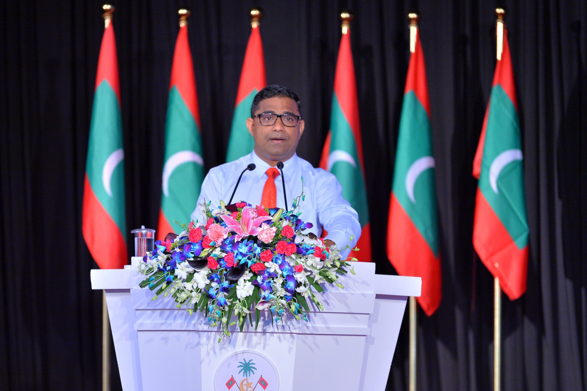 13 އޭޕްރިލް 2019: ޝަހީދުންގެ ދުވަހުގެ މުނާސަބަތުގައި ބޭއްވި ރަސްމީ ޖަލްސާގެ ތެރެއިން -- ފޮޓޯ: ރައީސްއޮފީސް