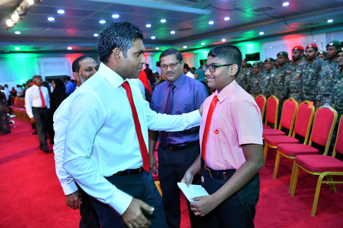 13 އޭޕްރިލް 2019: ޝަހީދުންގެ ދުވަހުގެ މުނާސަބަތުގައި ބޭއްވި ރަސްމީ ޖަލްސާގެ ތެރެއިން -- ފޮޓޯ: ރައީސްއޮފީސް