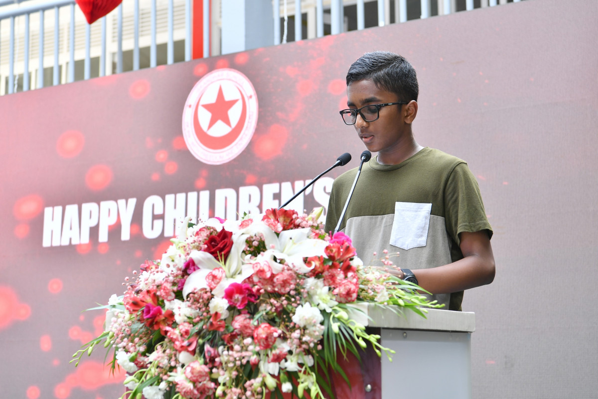 25 އޭޕްރިލް 2019 --އިސްކަންދަރު ސުކޫލަށް 58 އަހަރު ފުރުން ފާހަގަ ކުރުމަށް ބޭއްވި ރަސްމިއްޔާތުގެ ތެރެއިން، މި ރަސްމައްޔާތު ޝަރަފުވެރި ކޮށްދެއްވީ ރައީސުލް ޖުމްހޫރިއްޔާ-- ފޮޓޯ: ރައީސް އޮފީސް