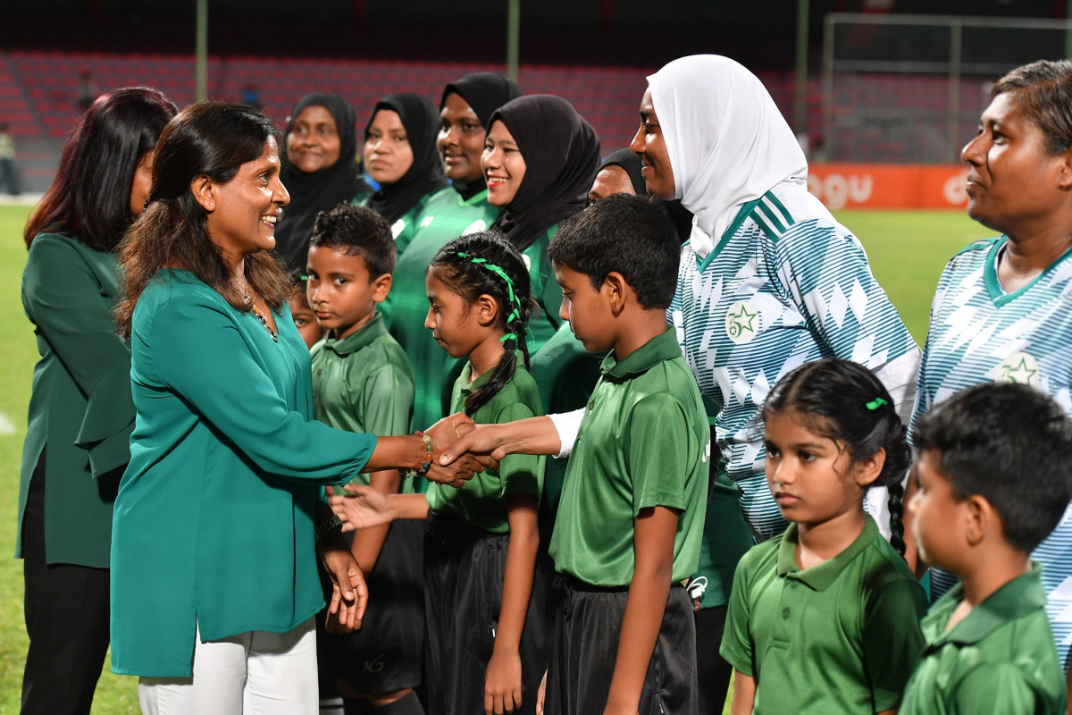 27 އޭޕްރިލް 2019 --އަމީނިއްޔާ ސްކޫލްގެ އަލިމަސް ޔޫބީލް ފުޓުބޯޅަ މެޗުގެ ތެރެއިން-- ފޮޓޯ: ރައީސް އޮފީސް