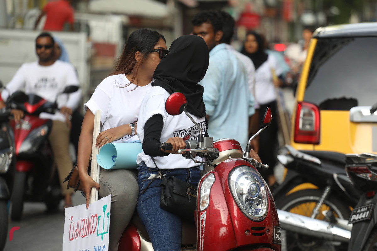 1 މެއި 2019: މަސައްކަތްތެރިންގެ ދުވަސް ފާހަގަ ކުރުމުގެ ގޮތުން ބޭއްވި ހިނގާލުމުގެ ތެރެއިން-- ފޮޓޯ: ޝުއައިބް މުހައްމަދު