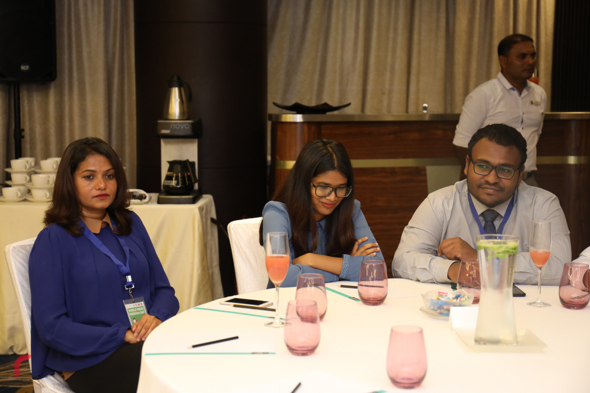 2 މެއި 2019: ދުނިޔޭގެ ނޫސްވެރިކަމުގެ މިނިވަންކަމުގެ ދުވަހާ ގުޅިގެން ބޭއްވި ޕެނަލް ޑިސްކަޝަން -- ފޮޓޯ: ޝުއައިބް މުހައްމަދު