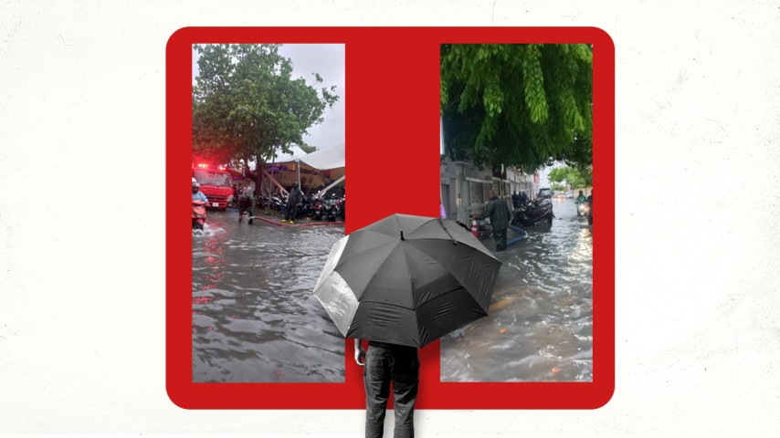 މާލޭގެ މަގުތަކުން ފެން ހިންދަނީ