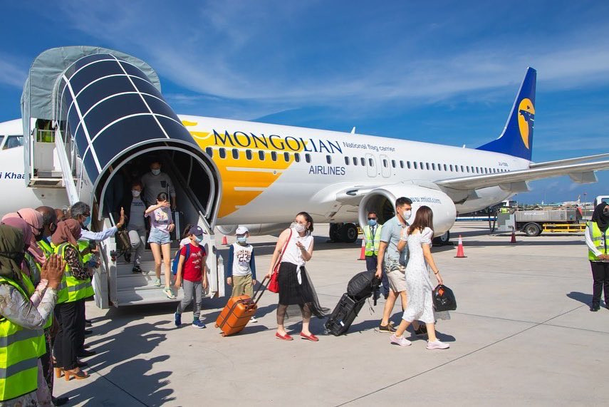 Tourists arriving at Velana International Airport