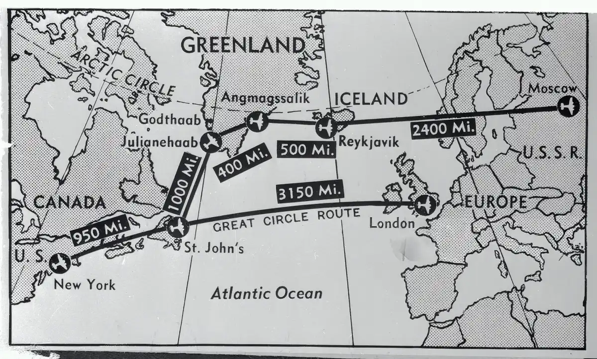 ގްރީންލޭންޑުގެ ޗާޓުގައި ފެންނަނީ އެތަނުގައި ހުރި މުހިންމު އެއަރބޭސްތަކާއި އެތަންތަނާ ކައިރީގައިވާ މުހިންމު އެހެން ސަރަހައްދުތަކާ ހުރި ދުރުމިން
