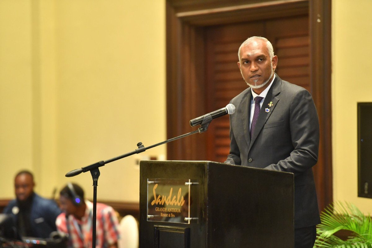 President Muizzu delivering an address at the High-Level Closing Ceremony of the SIDS Global Business Network Forum 2024