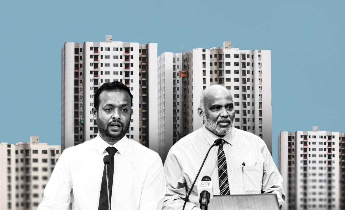 ކުރީގެ ހައުސިންގ މިނިސްޓަރ ޑރ އަލީ ހައިދަރު އަދި މިހާރުގެ ހައުސިންގ މިނިސްޓަރ ޑރ އަބްދުﷲ މުއްތަލިބު - ގެދޮރުވެރިޔާ ސްކީމުގެ ދަށުން ހުޅުމާލެއިން ދޫކުރާ 4000 ފްލެޓްގެ ލިސްޓް، އަދިވެސް ލިސްޓު އާއްމު ނުކު