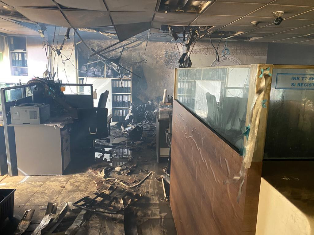 Damage due to the Café Tiolo fire on Friday