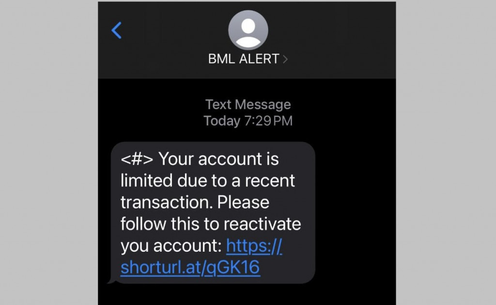 ބީއެމްއެލް ނަމުގައި ފޮނުވާ ފޭކު މެސެޖު