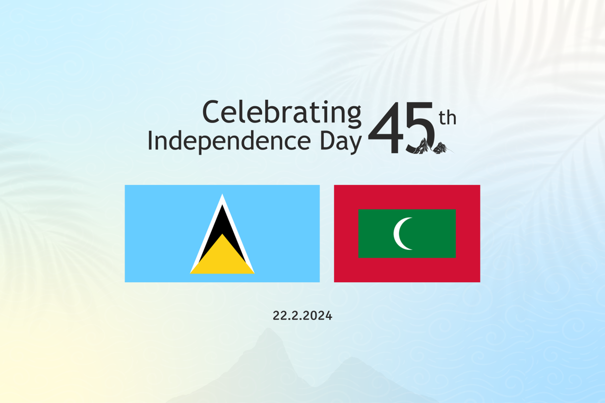 Flags of Saint Lucia and the Maldives
