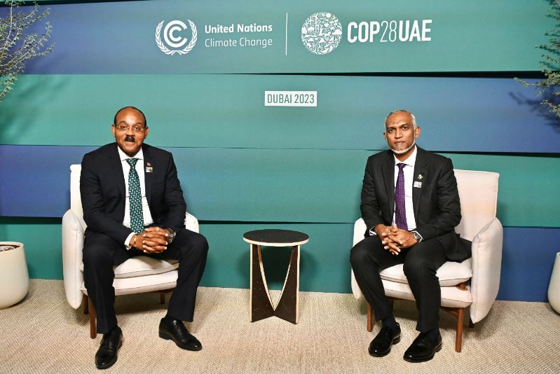 President Muizzu met the Prime Minister of Antigua and Barbuda on the sidelines of COP28, on Saturday
