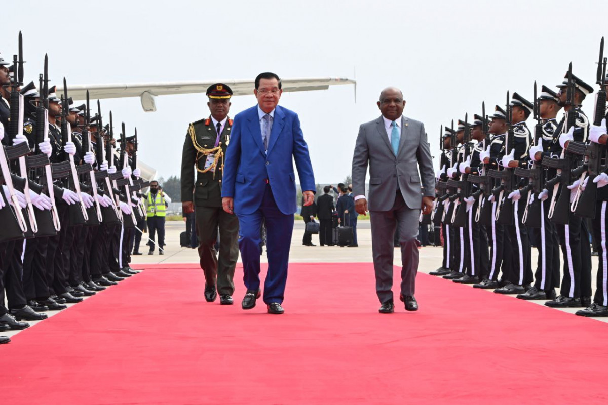 Prime Minister of the Kingdom of Cambodia, Samdech Akka Moha Sena Padei Techo Hun Sen arrives in Maldives