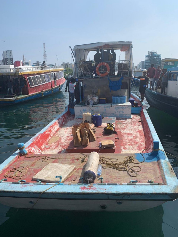'Irualimas' boat where the suspects are caught in possession of 61kgs of illicit substances