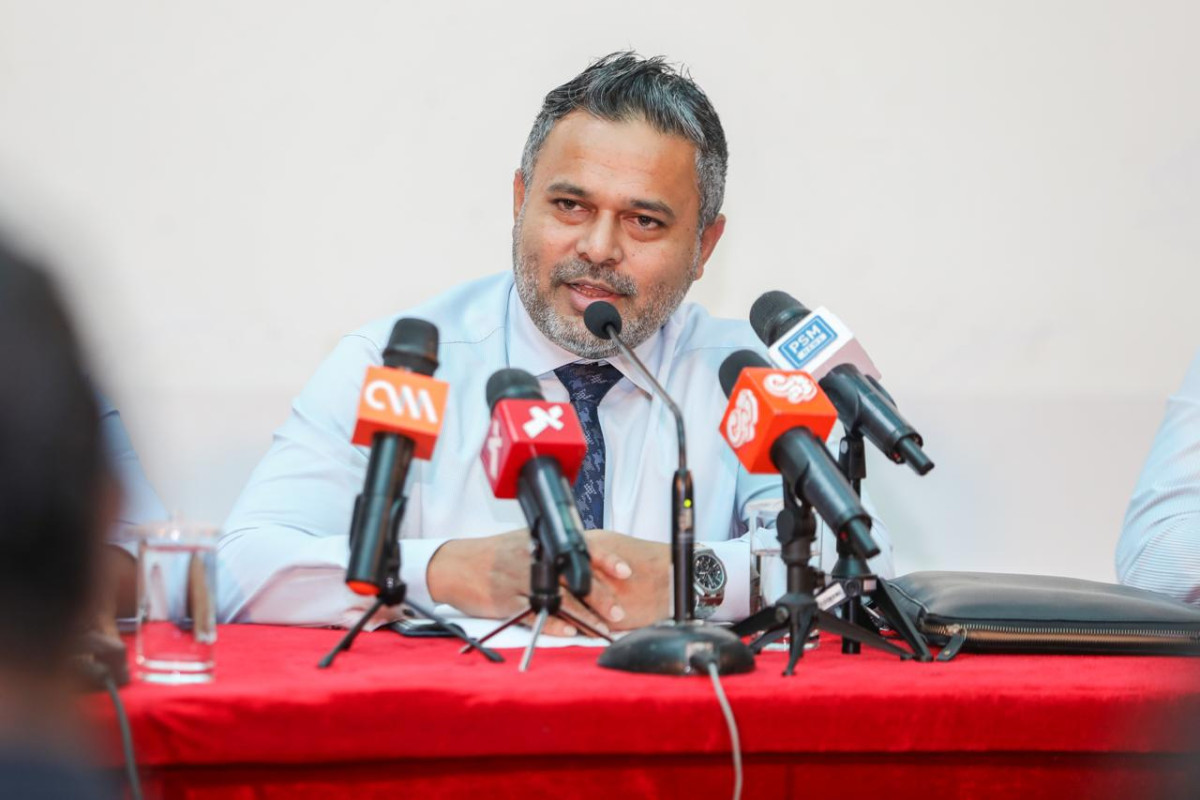 Minister of Fisheries and Ocean Resources, Ahmed Shiyam speaking to press