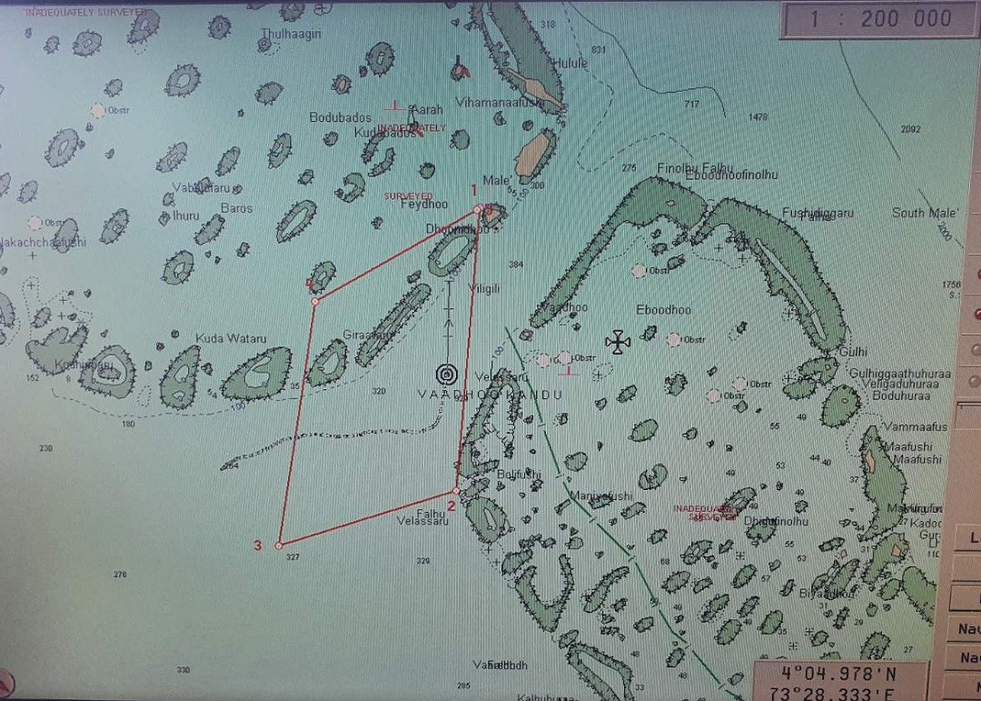 The area spanning from west of Bolifushi, Gulhifalhu and Villingili to the north of Giraavaru, have been searched