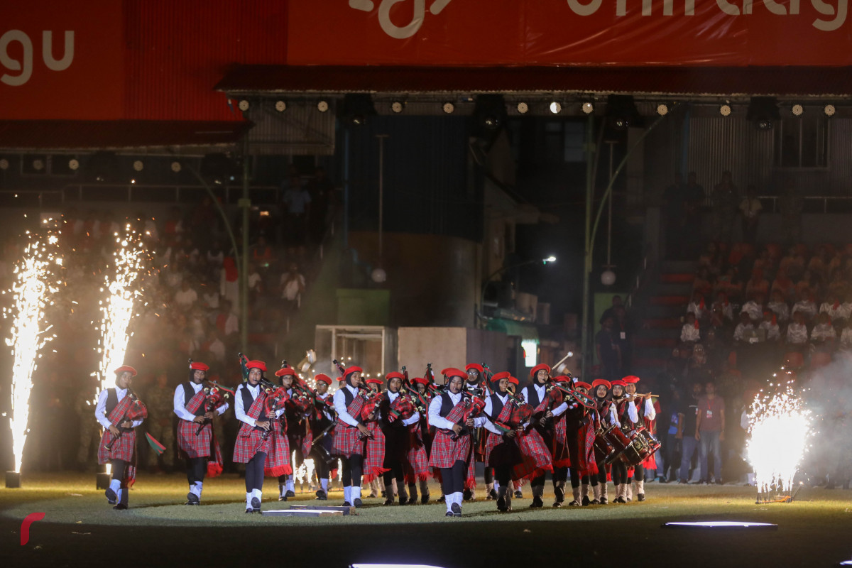 26 ޖުލައި 2019 --މިނިވަން ދުވަހުގެ ރަސްމީ ޕެރޭޑުގެ ހަރަކާތްތައް، ގަލޮޅު ދަނޑުގައި ބޭއްވި ޕެރޭޑް ޝަރަފްވެރި ކޮށްދެއްވީ ރައީސުލް ޖުމްހޫރިއްޔާ އިބްރާހިމް މުހައްމަދު ސޯލިހް-- ފޮޓޯ: ޝުއައިބް މުހައްމަދު