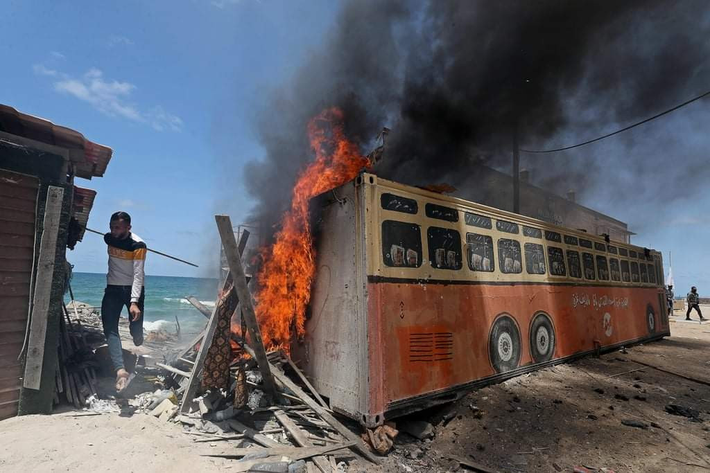 Israeli warplanes bombed a restaurant located in Gaza beach themed after the Maldives