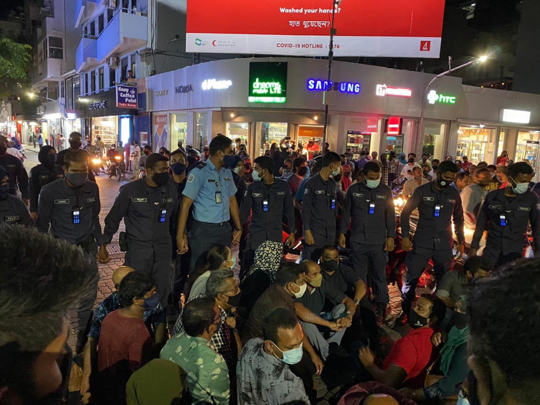 The opposition staged a protest on Monday night