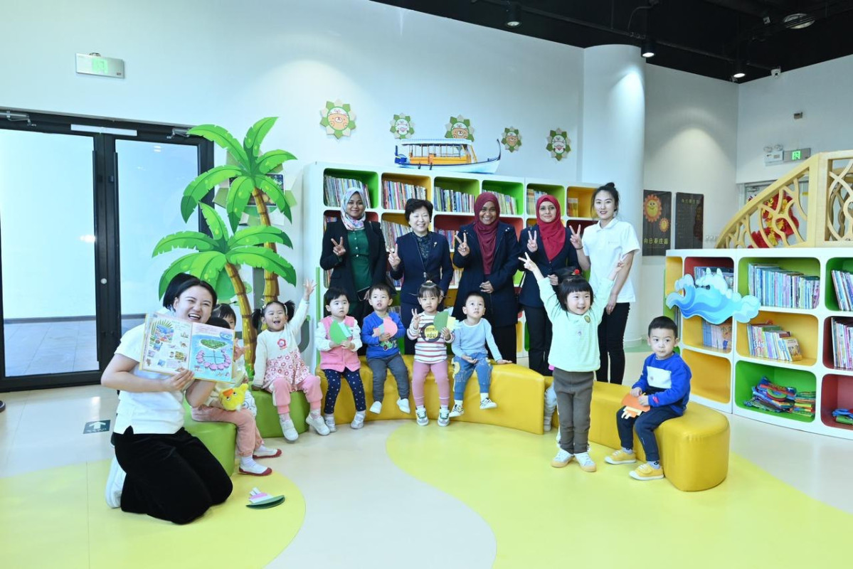 The First Lady toured the Soong Qingling Science and Culture Centre for Young People as part of her ongoing trip to China