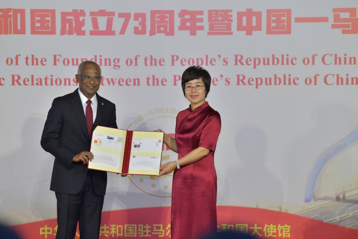 Chinese Ambassador to the Maldives, Wang Lixin and President Ibrahim Mohamed Solih
