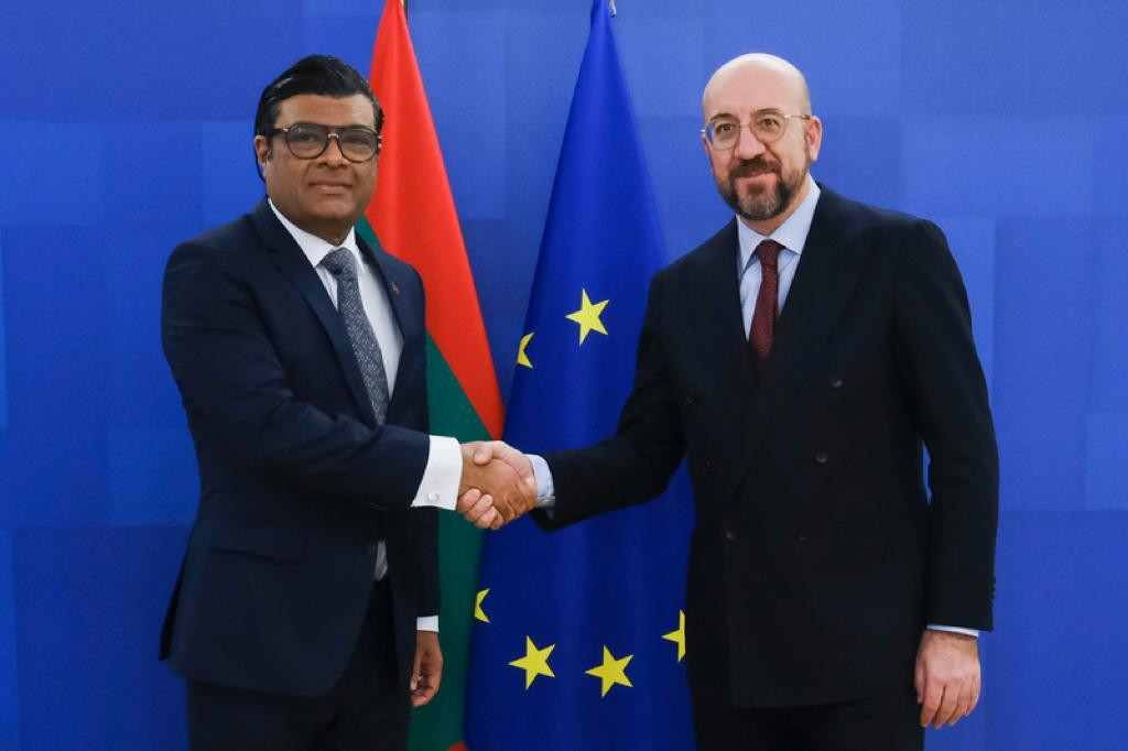 Ambassador Extraordinary and Plenipotentiary of Maldives to the European Union, Omar Abdul Razzak and President of the European Council, Charles Michel