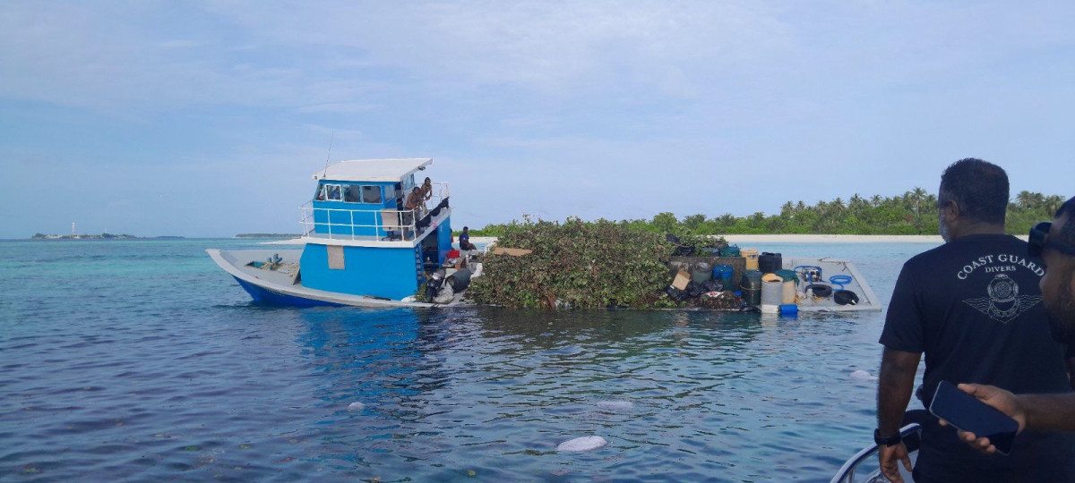 MNDF officers worked on re-floating the vessel
